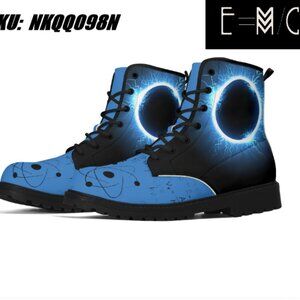 New E=M/C2 Women's Black Hole Blue Upgraded Black Outsole Leather Boots